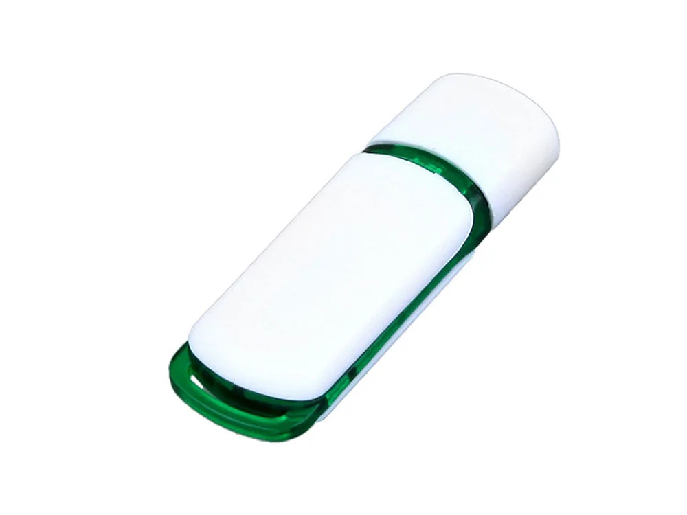 USB 2.0- флешка на 32 Гб с цветными вставками белый/зеленый 32Gb - фото 1