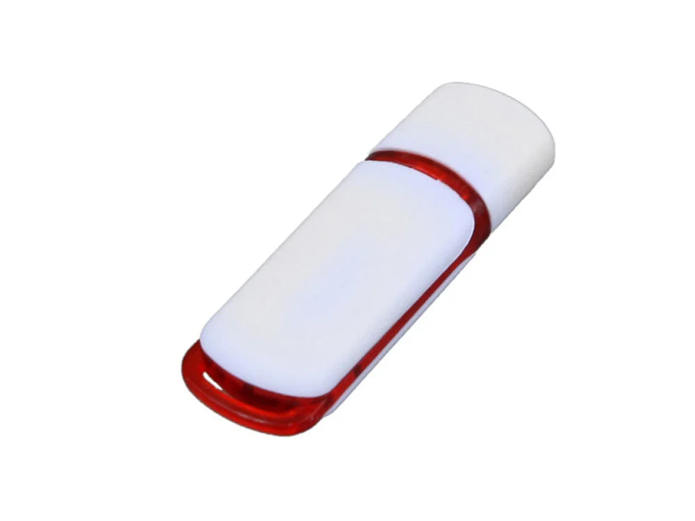 USB 2.0- флешка на 64 Гб с цветными вставками белый/красный 64Gb - фото 1