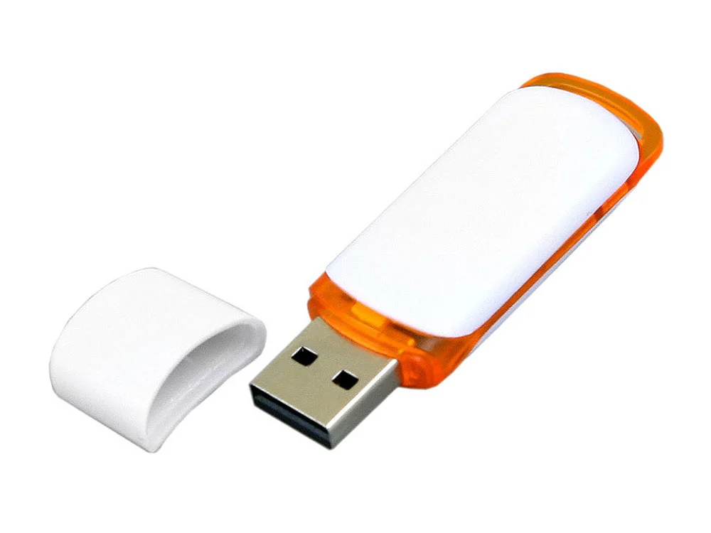 USB 2.0- флешка на 4 Гб с цветными вставками белый/оранжевый 4Gb - фото 2