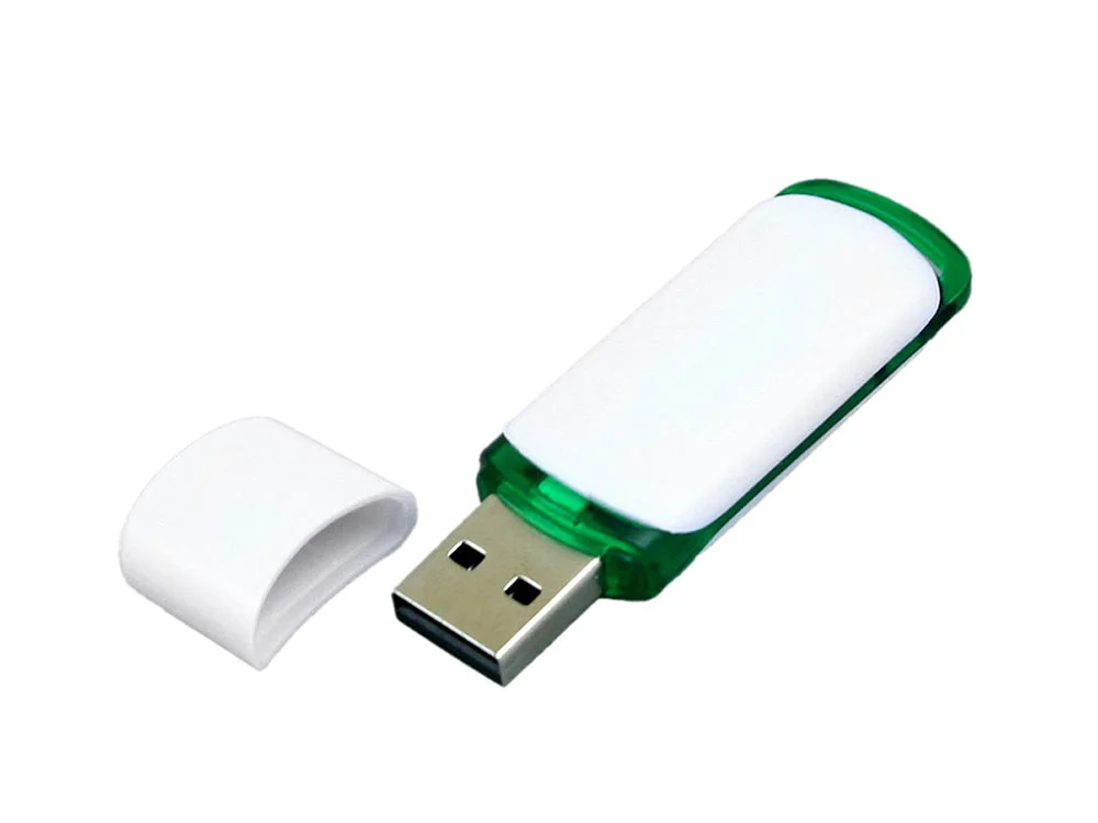 USB 2.0- флешка на 4 Гб с цветными вставками белый/зеленый 4Gb - фото 2