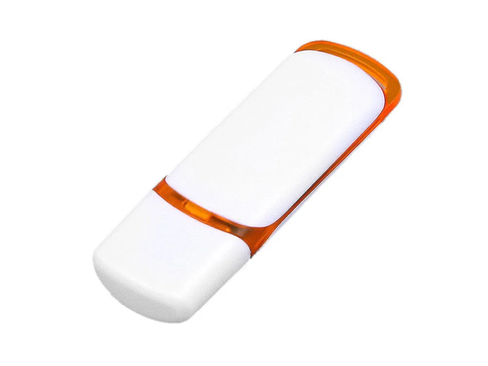 USB 2.0- флешка на 8 Гб с цветными вставками белый/оранжевый 8Gb - фото 1