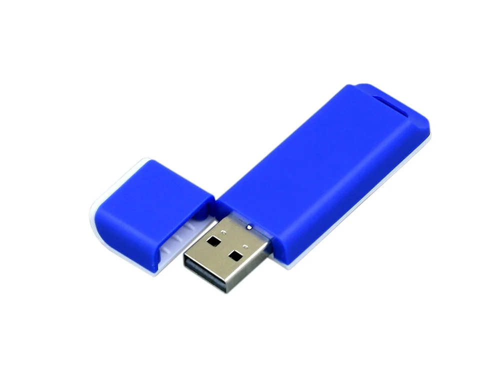 USB 2.0- флешка на 32 Гб с оригинальным двухцветным корпусом синий/белый 32Gb - фото 2