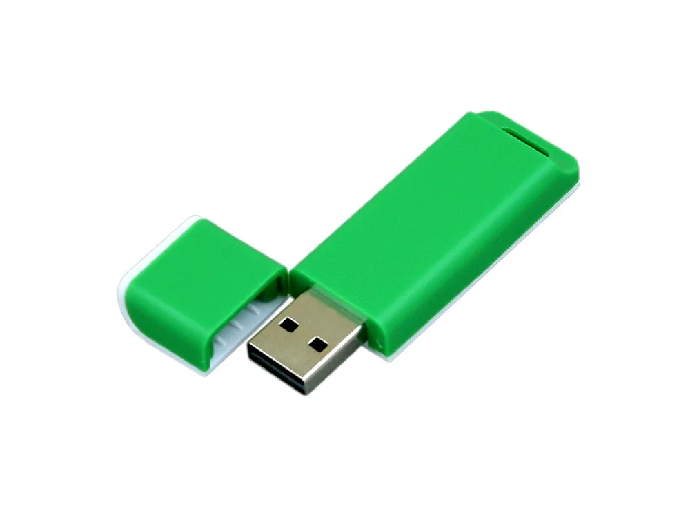 USB 2.0- флешка на 64 Гб с оригинальным двухцветным корпусом зеленый/белый 64Gb - фото 2