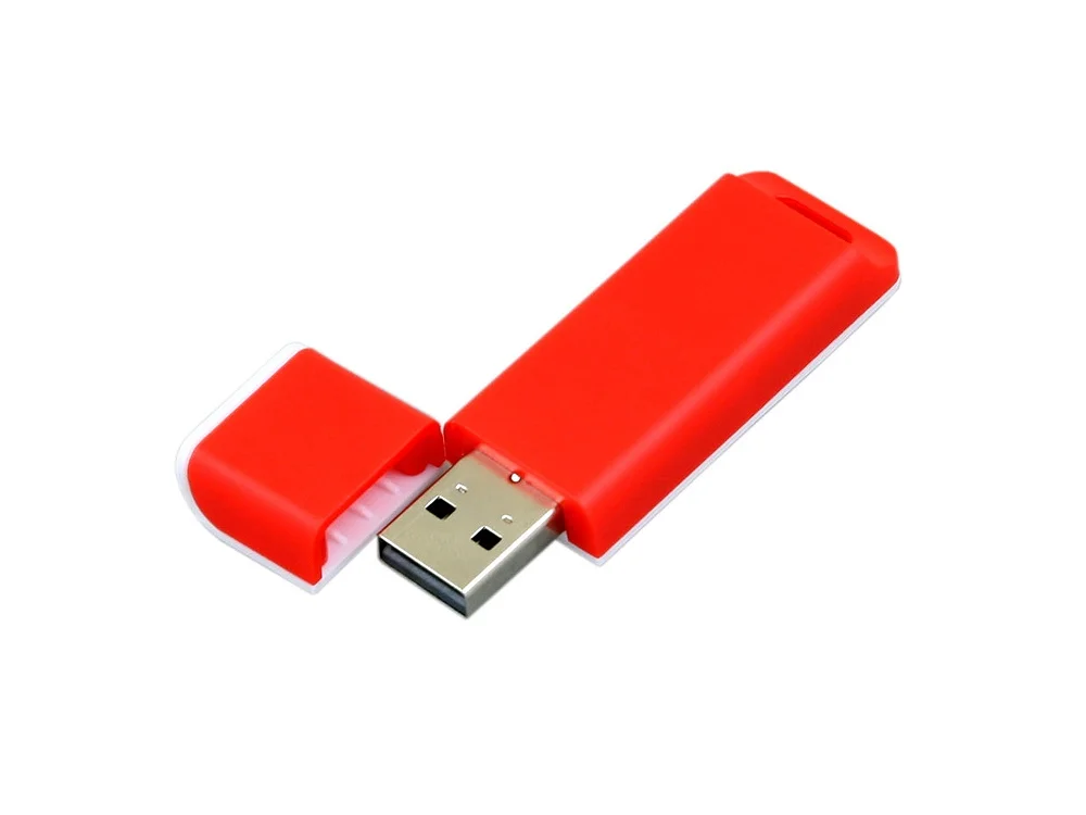 USB 2.0- флешка на 64 Гб с оригинальным двухцветным корпусом красный/белый 64Gb - фото 2