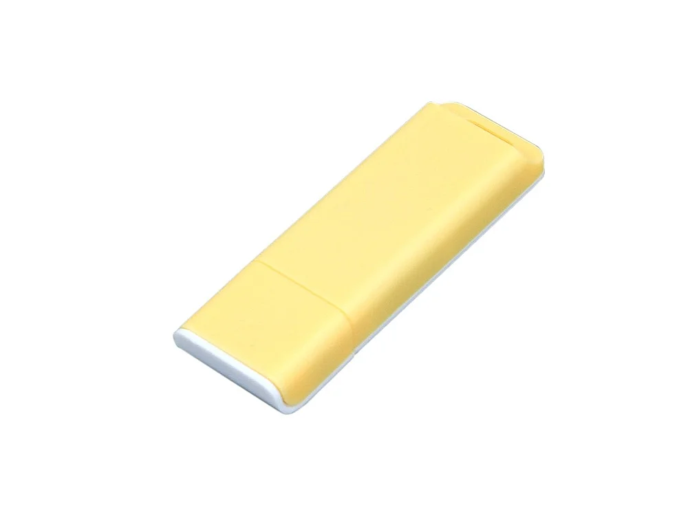 USB 2.0- флешка на 64 Гб с оригинальным двухцветным корпусом желтый/белый 64Gb - фото 1