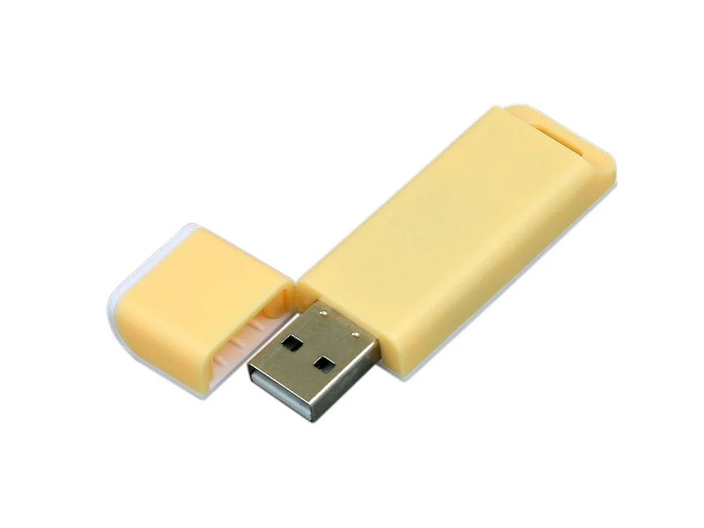 USB 2.0- флешка на 64 Гб с оригинальным двухцветным корпусом желтый/белый 64Gb - фото 2