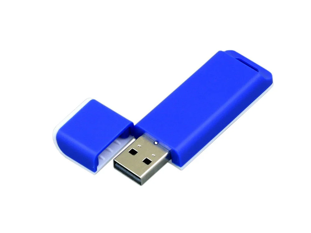 USB 2.0- флешка на 4 Гб с оригинальным двухцветным корпусом синий/белый 4Gb - фото 2