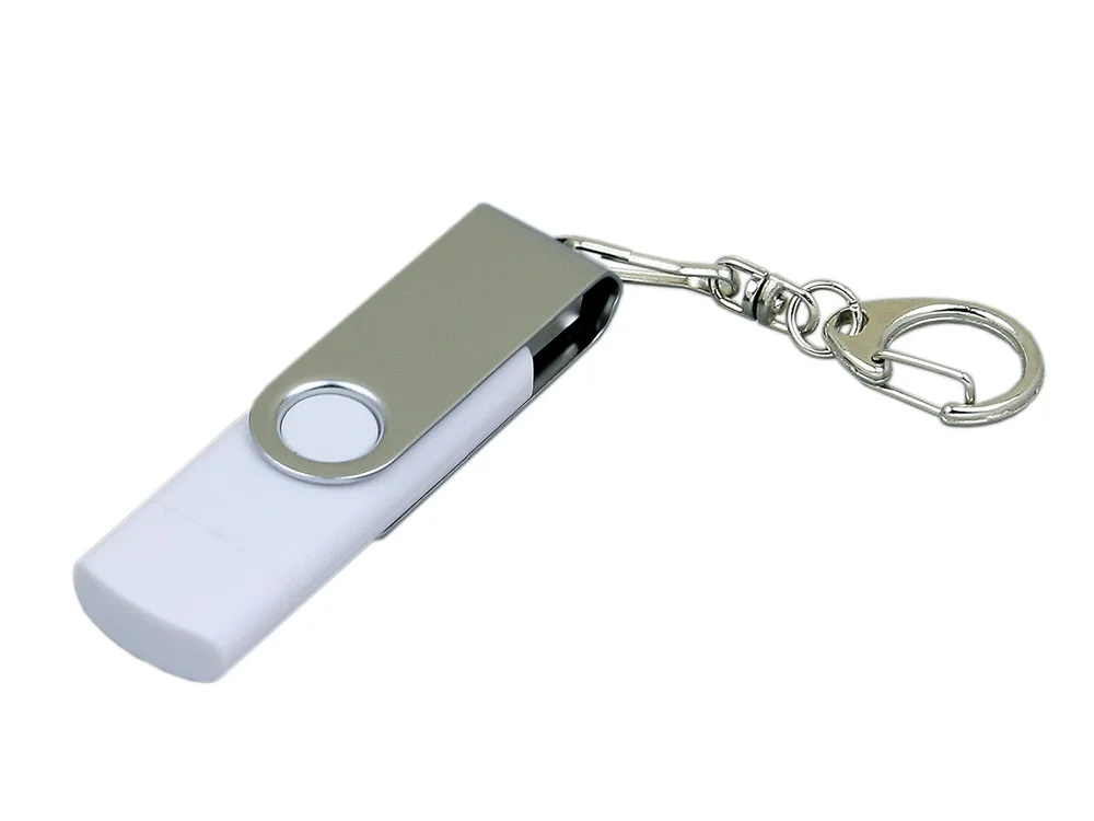 USB 2.0- флешка на 16 Гб с поворотным механизмом и дополнительным разъемом Micro USB белый/серебристый 16Gb - фото 1