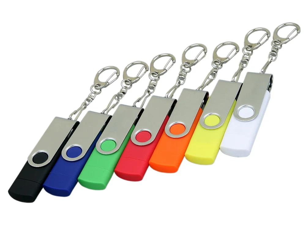 USB 2.0- флешка на 16 Гб с поворотным механизмом и дополнительным разъемом Micro USB белый/серебристый 16Gb - фото 4