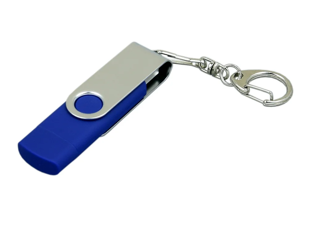USB 2.0- флешка с поворотным механизмом и дополнительным разъемом Micro USB - фото 1