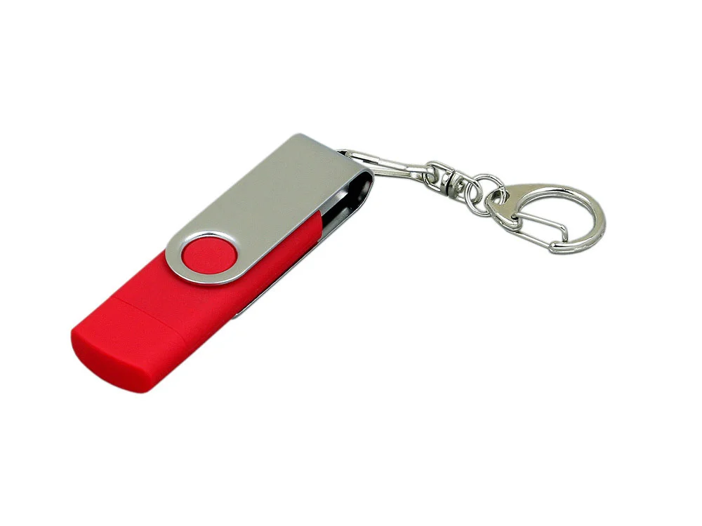 USB 2.0- флешка с поворотным механизмом и дополнительным разъемом Micro USB - фото 5
