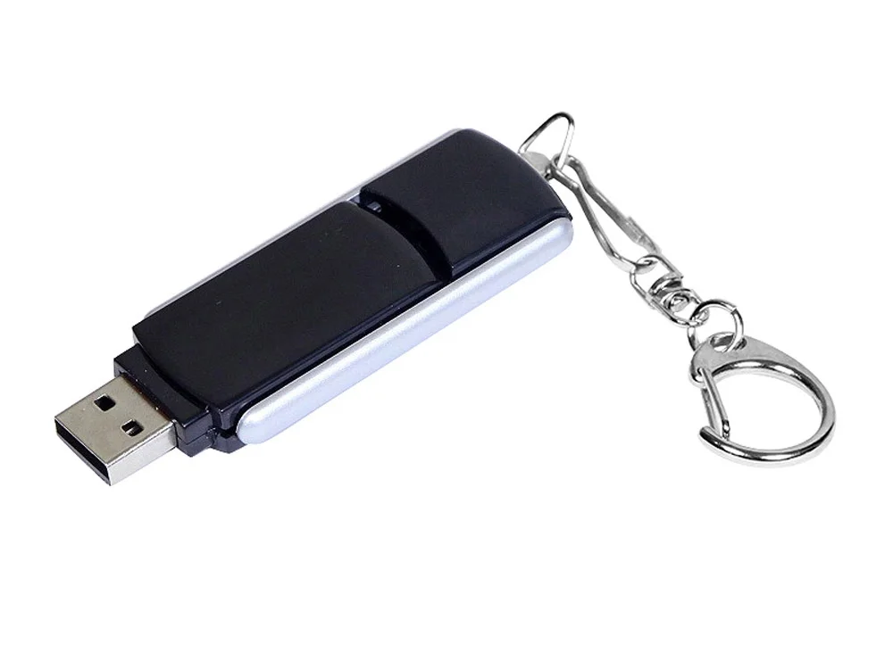 USB 2.0- флешка промо на 16 Гб с прямоугольной формы с выдвижным механизмом черный/серебристый 16Gb - фото 2