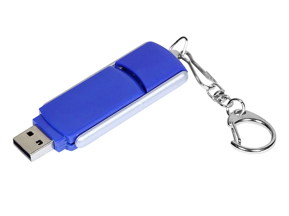 USB 2.0- флешка промо на 16 Гб с прямоугольной формы с выдвижным механизмом синий/серебристый 16Gb - фото 2