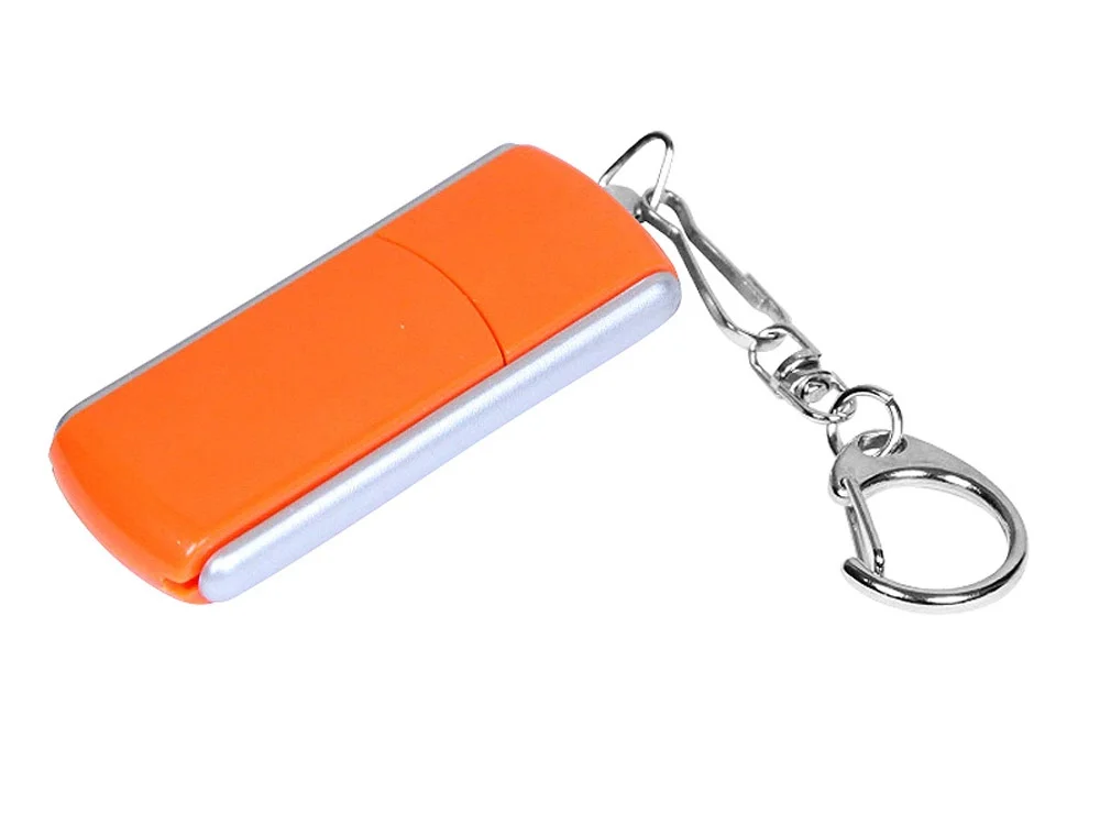 USB 2.0- флешка промо на 16 Гб с прямоугольной формы с выдвижным механизмом оранжевый/серебристый 16Gb - фото 1