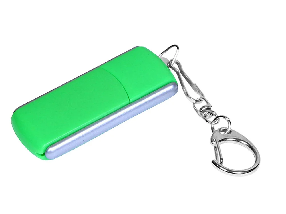 USB 2.0- флешка промо на 16 Гб с прямоугольной формы с выдвижным механизмом зеленый/серебристый 16Gb - фото 1