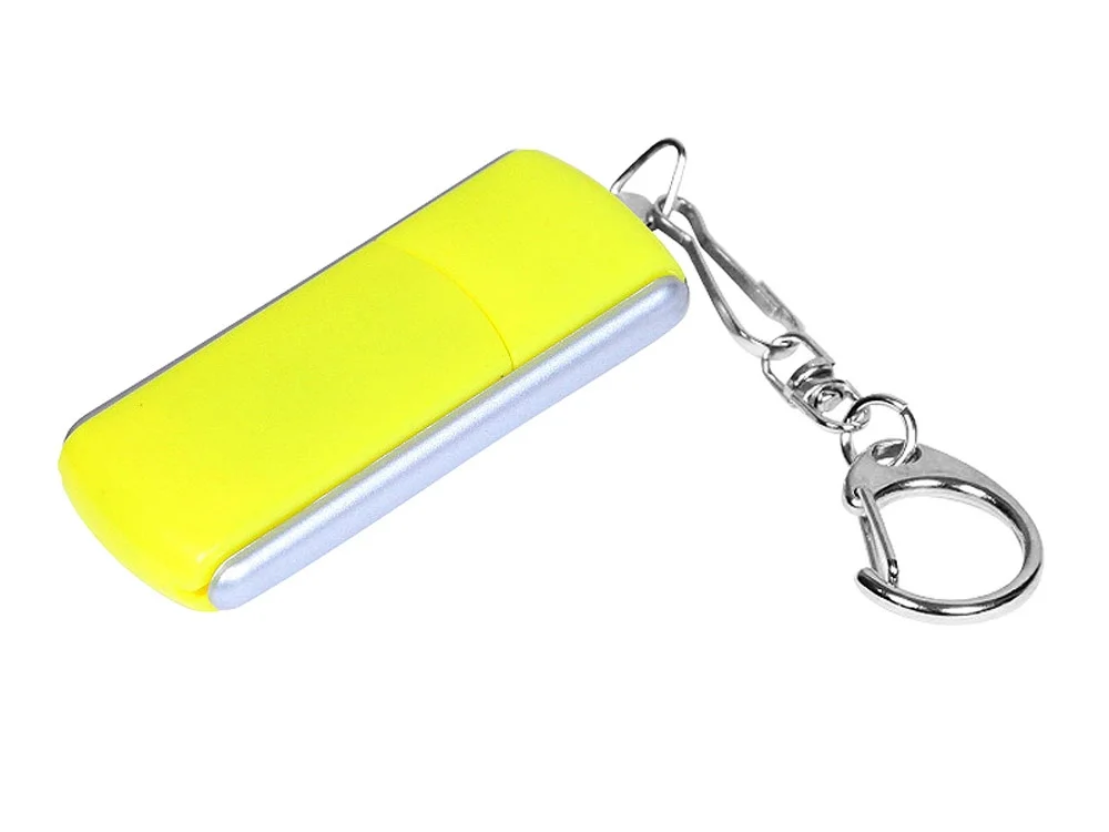 USB 2.0- флешка промо на 16 Гб с прямоугольной формы с выдвижным механизмом желтый/серебристый 16Gb - фото 1
