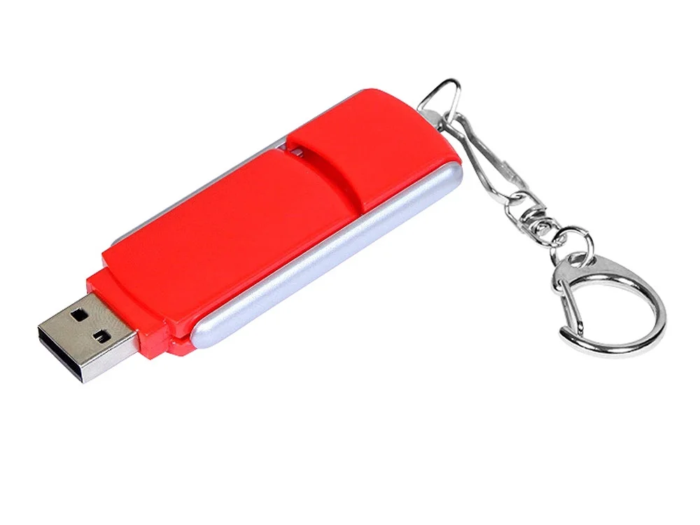 USB 2.0- флешка промо на 32 Гб с прямоугольной формы с выдвижным механизмом красный/серебристый 32Gb - фото 2