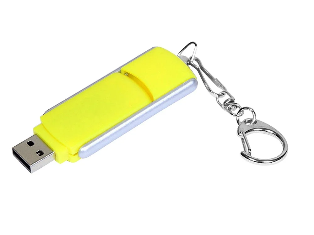 USB 2.0- флешка промо на 32 Гб с прямоугольной формы с выдвижным механизмом желтый/серебристый 32Gb - фото 2