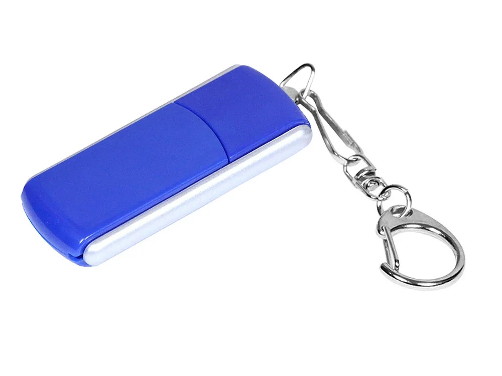 USB 2.0- флешка промо на 64 Гб с прямоугольной формы с выдвижным механизмом синий/серебристый 64Gb - фото 1