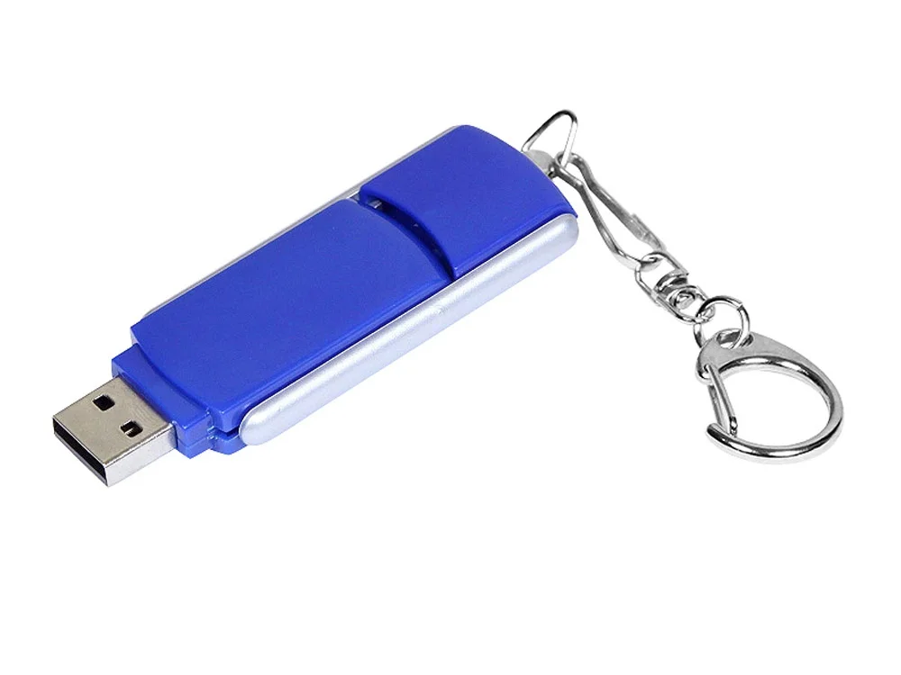 USB 2.0- флешка промо на 64 Гб с прямоугольной формы с выдвижным механизмом синий/серебристый 64Gb - фото 2