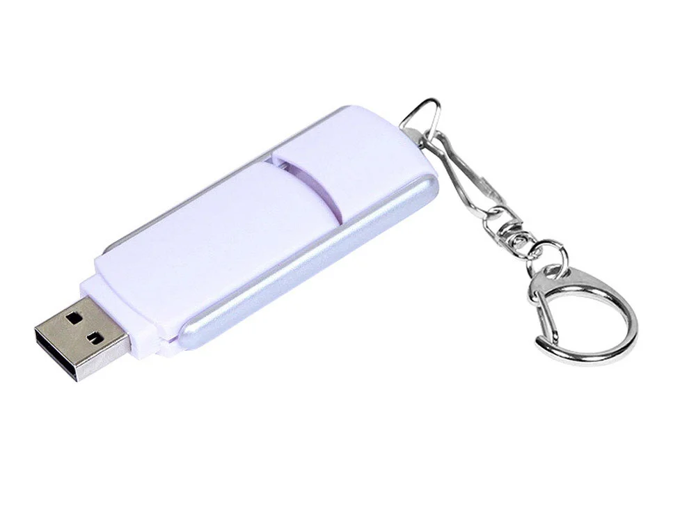 USB 2.0- флешка промо на 4 Гб с прямоугольной формы с выдвижным механизмом белый/серебристый 4Gb - фото 2