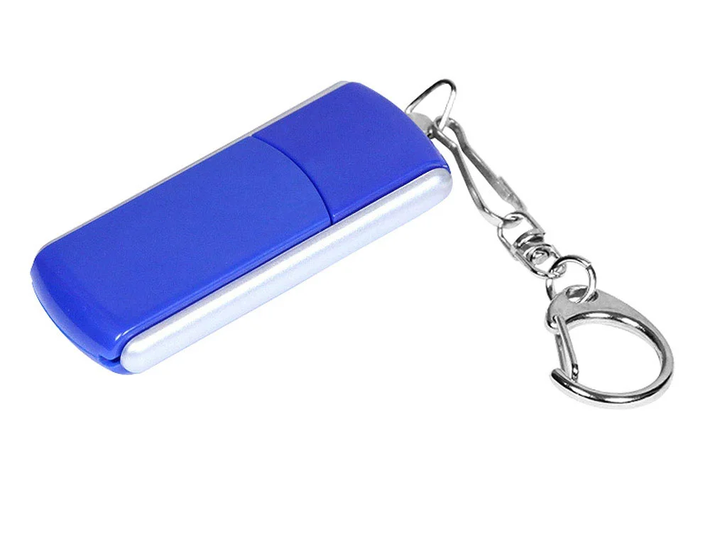 USB 2.0- флешка промо на 4 Гб с прямоугольной формы с выдвижным механизмом синий/серебристый 4Gb - фото 1