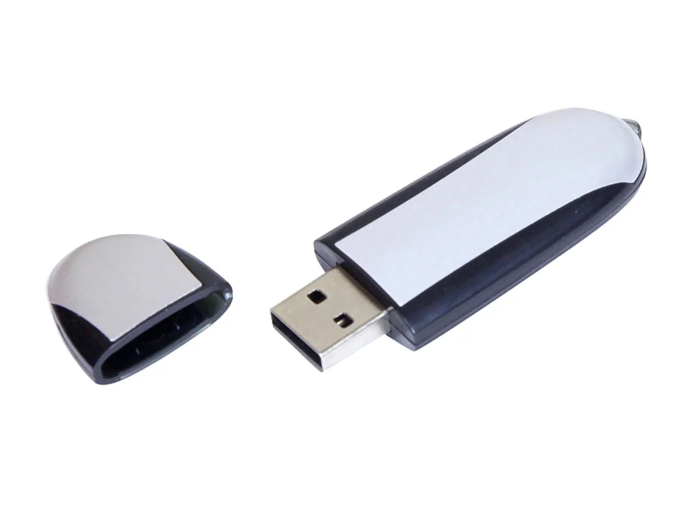 USB 2.0- флешка промо на 16 Гб овальной формы серебристый/черный 16Gb - фото 2