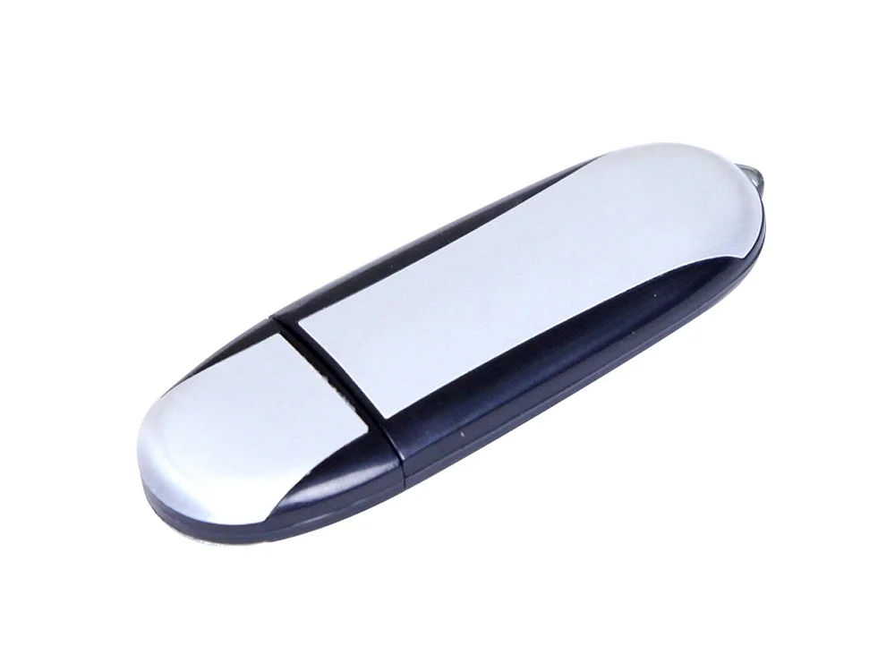 USB 2.0- флешка промо на 32 Гб овальной формы серебристый/черный 32Gb - фото 1