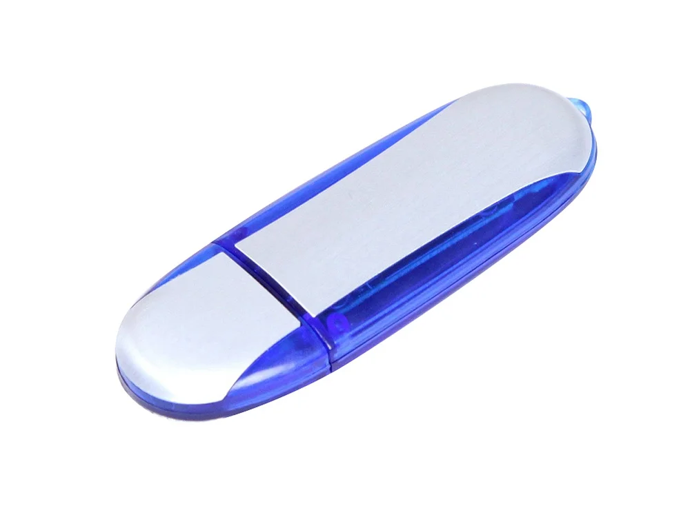 USB 2.0- флешка промо на 32 Гб овальной формы синий 32Gb - фото 1