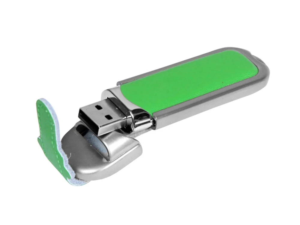 USB 2.0- флешка на 16 Гб с массивным классическим корпусом зеленый/серебристый 16Gb - фото 2