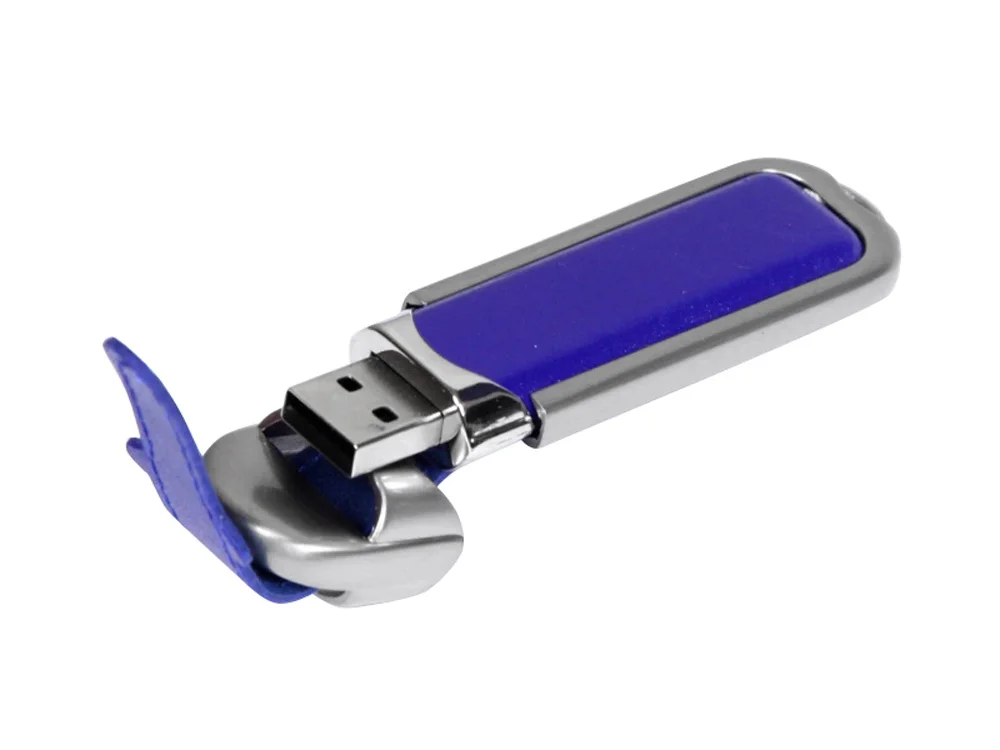 USB 2.0- флешка на 32 Гб с массивным классическим корпусом синий/серебристый 32Gb - фото 2