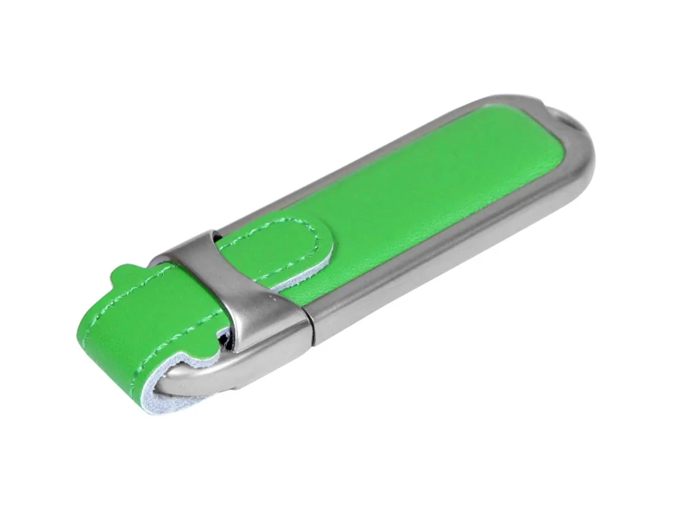 USB 2.0- флешка на 32 Гб с массивным классическим корпусом зеленый/серебристый 32Gb - фото 1
