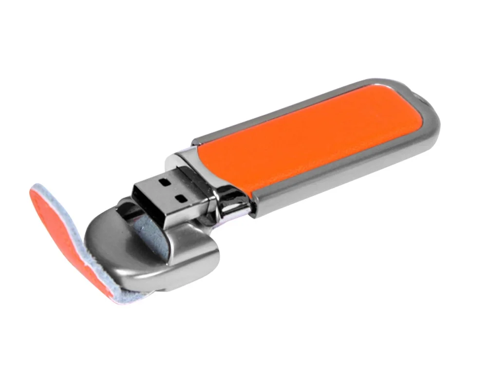 USB 2.0- флешка на 64 Гб с массивным классическим корпусом оранжевый/серебристый 64Gb - фото 2
