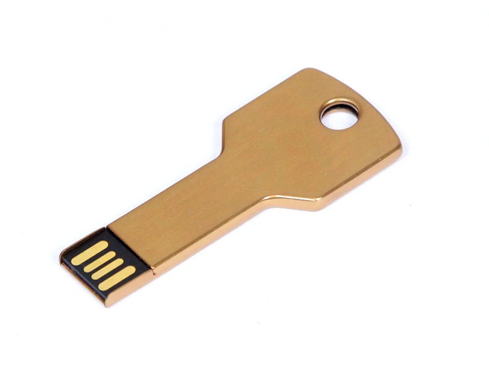 USB 2.0- флешка на 32 Гб в виде ключа золотистый 32Gb - фото 1