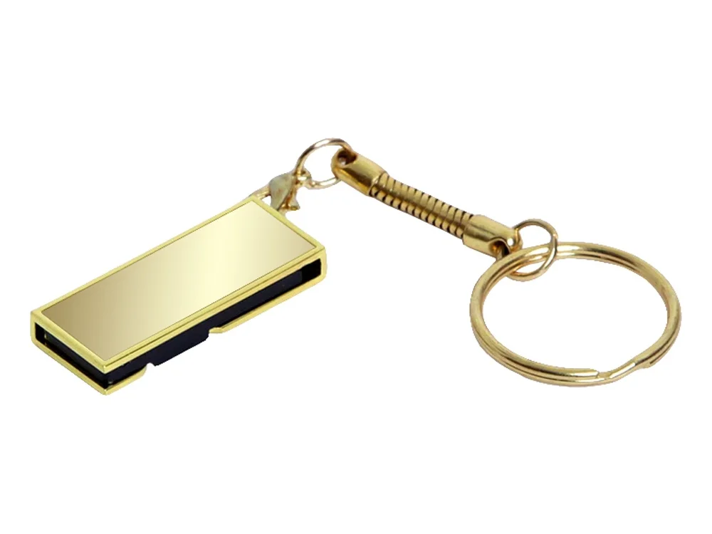 USB 2.0- флешка на 16 Гб с поворотным механизмом и зеркальным покрытием золотистый 16Gb