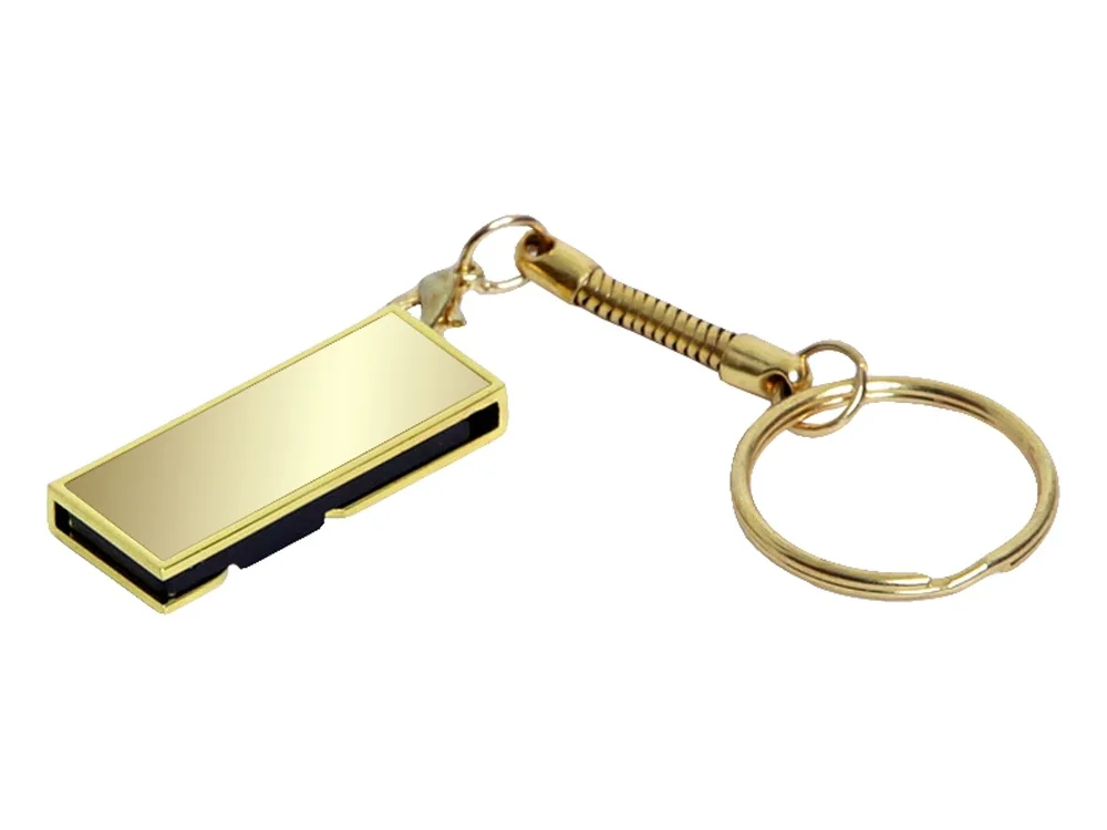 USB 2.0- флешка на 64 Гб с поворотным механизмом и зеркальным покрытием золотистый 64Gb