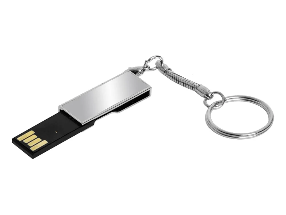 USB 2.0- флешка на 64 Гб с поворотным механизмом и зеркальным покрытием серебристый 64Gb - фото 2