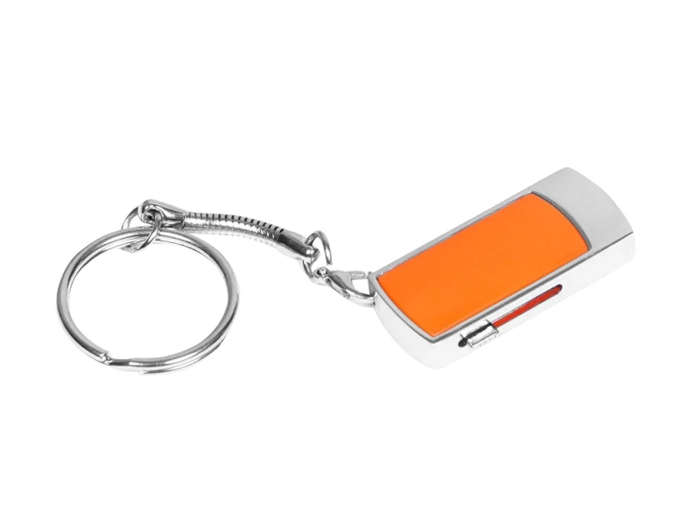 USB 2.0- флешка на 32 Гб с выдвижным механизмом и мини чипом серебристый/оранжевый 32Gb - фото 1
