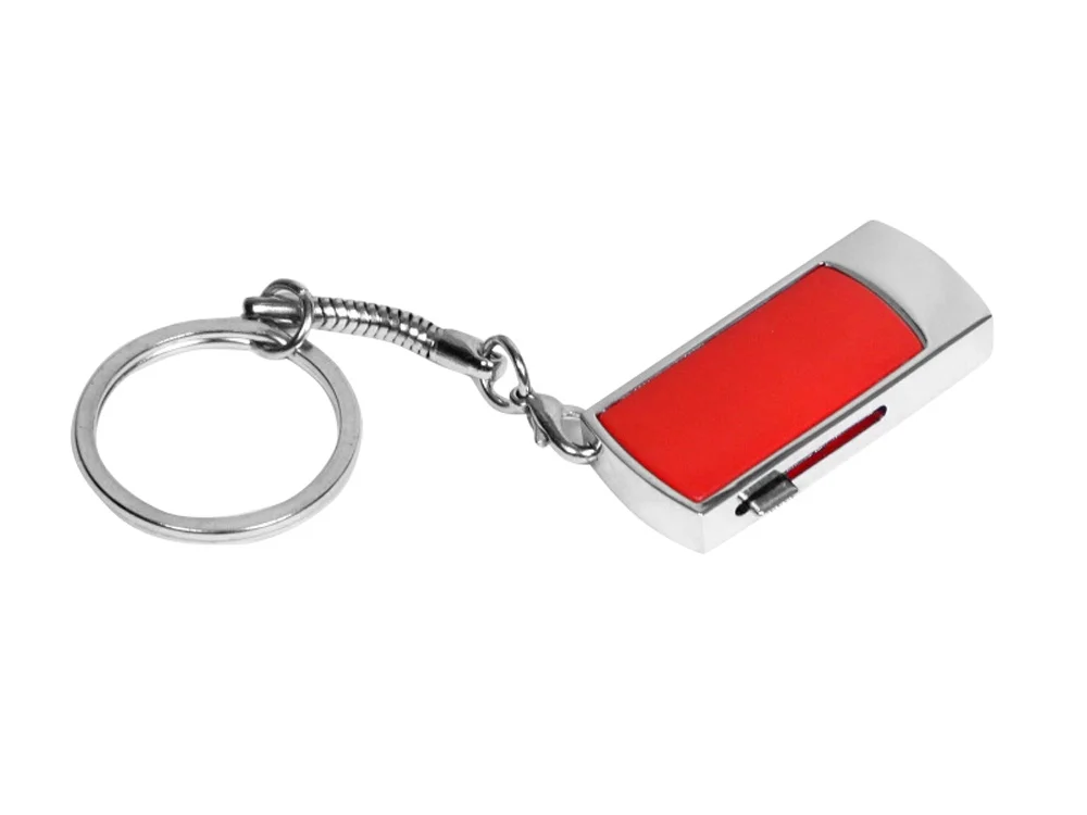 USB 2.0- флешка на 32 Гб с выдвижным механизмом и мини чипом серебристый/красный 32Gb - фото 1