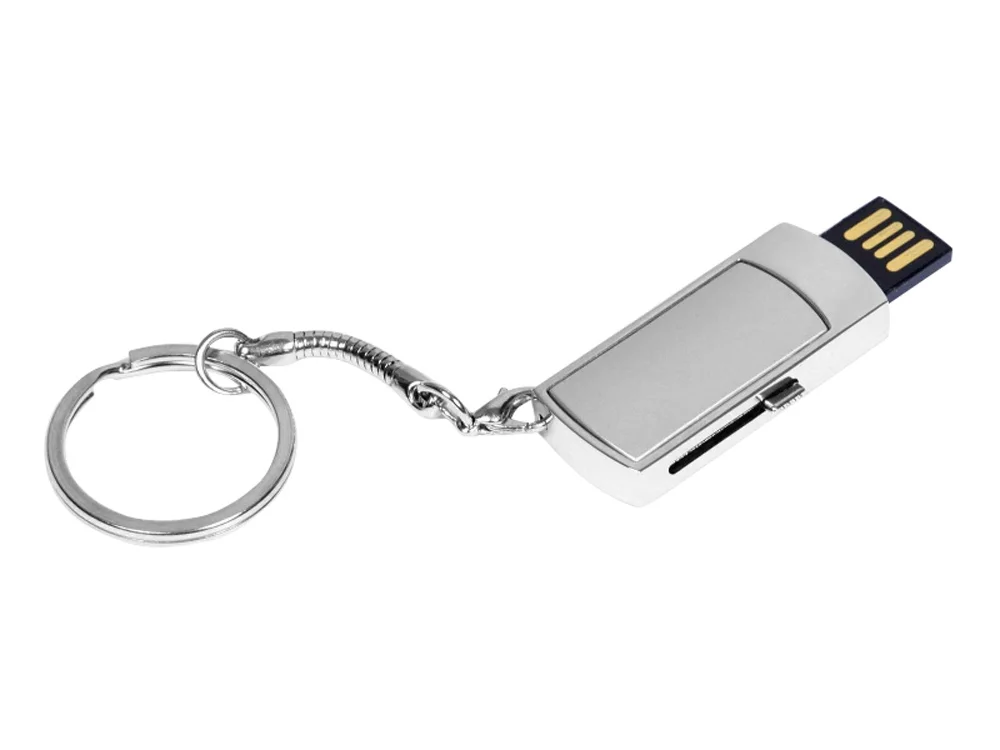 USB 2.0- флешка на 32 Гб с выдвижным механизмом и мини чипом серебристый 32Gb - фото 2