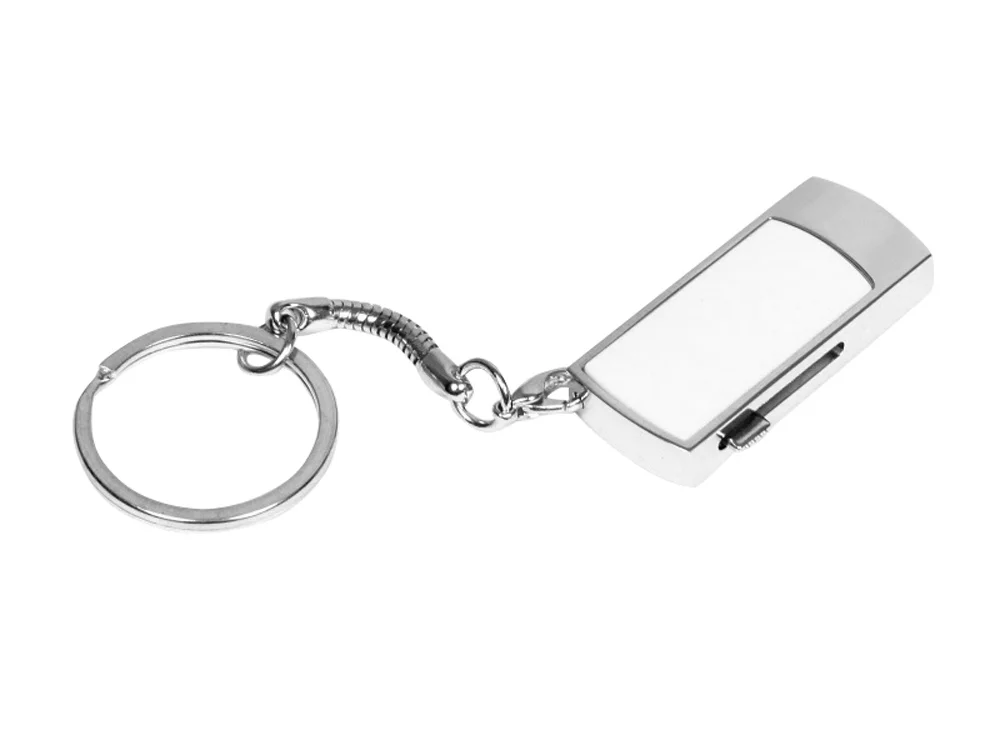 USB 2.0- флешка на 32 Гб с выдвижным механизмом и мини чипом серебристый/белый 32Gb - фото 1