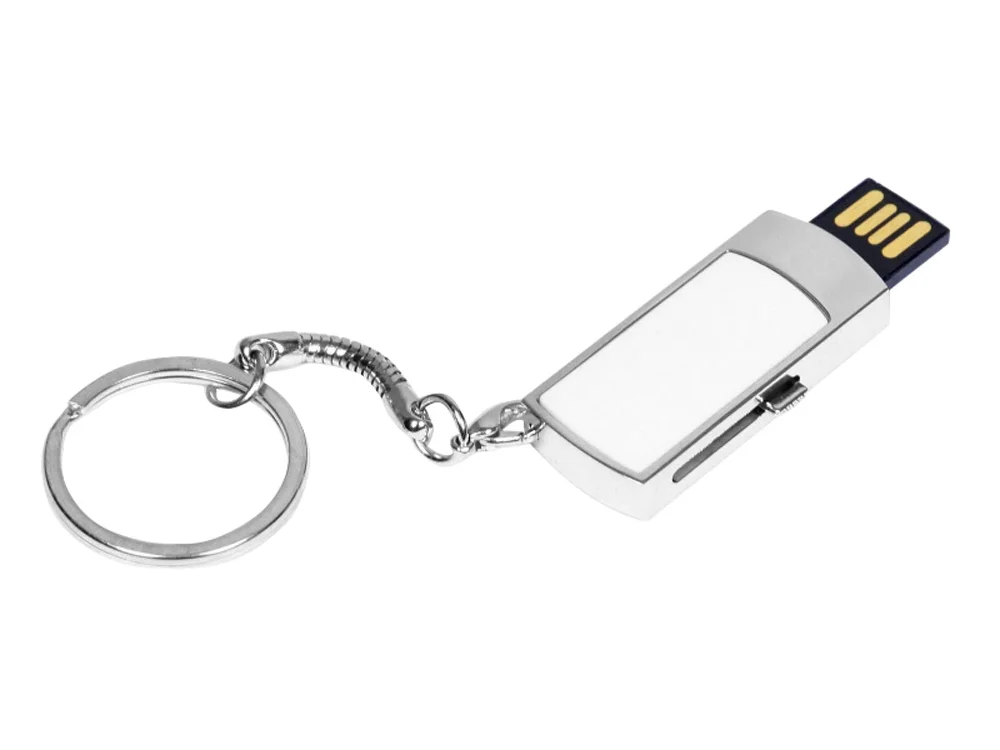 USB 2.0- флешка на 32 Гб с выдвижным механизмом и мини чипом серебристый/белый 32Gb - фото 2