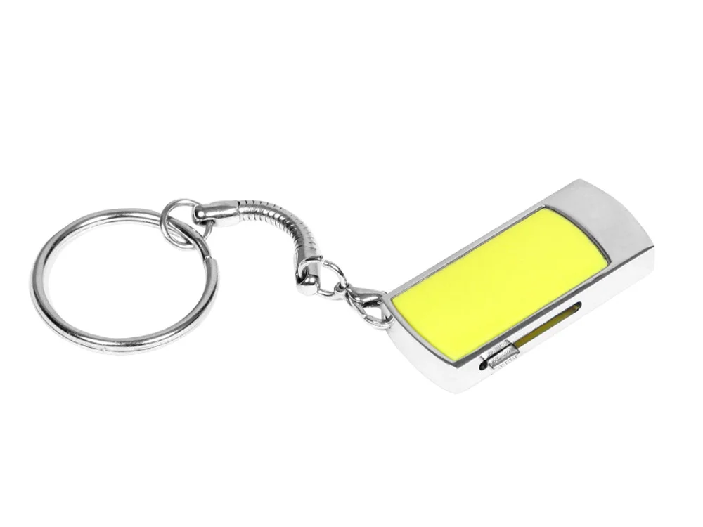 USB 2.0- флешка на 32 Гб с выдвижным механизмом и мини чипом серебристый/желтый 32Gb - фото 1