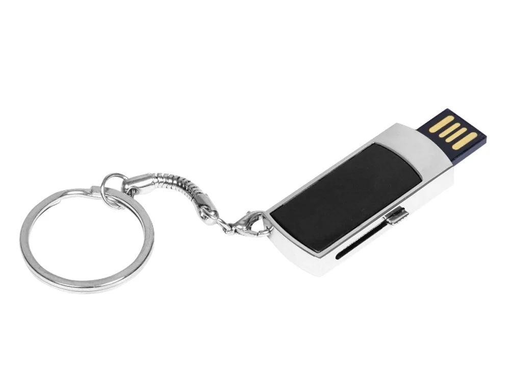 USB 2.0- флешка на 64 Гб с выдвижным механизмом и мини чипом серебристый/черный 64Gb - фото 2