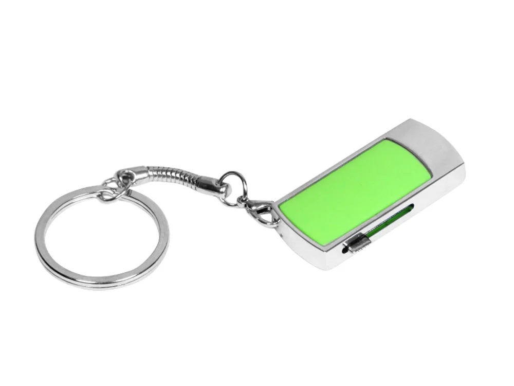 USB 2.0- флешка на 64 Гб с выдвижным механизмом и мини чипом серебристый/зеленый 64Gb - фото 1