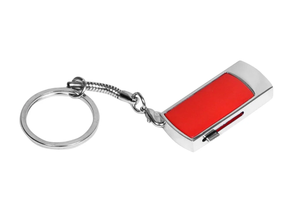 USB 2.0- флешка на 64 Гб с выдвижным механизмом и мини чипом серебристый/красный 64Gb - фото 1