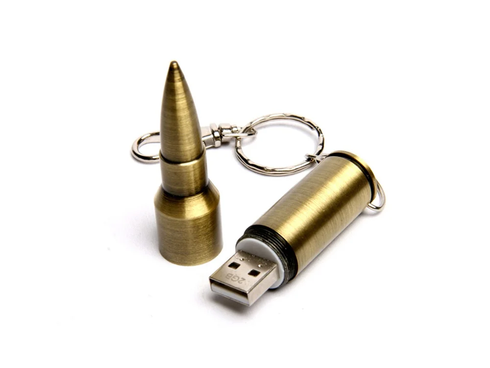 USB 2.0- флешка на 16 Гб в виде патрона от АК-47 бронзовый 16Gb - фото 2