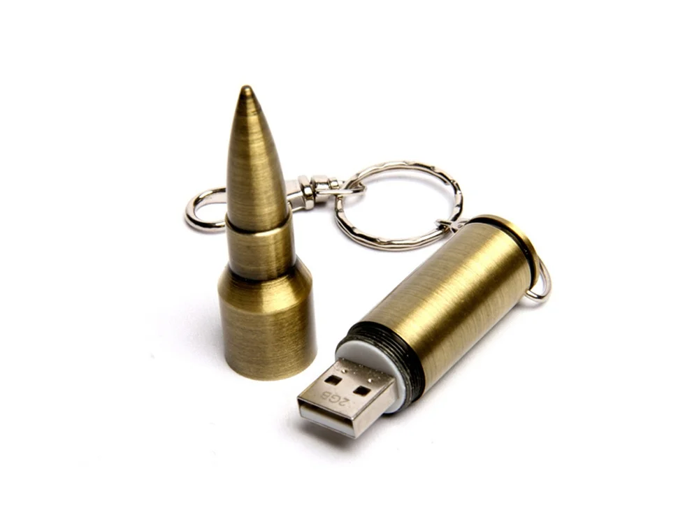 USB 2.0- флешка на 64 Гб в виде патрона от АК-47 бронзовый 64Gb - фото 2