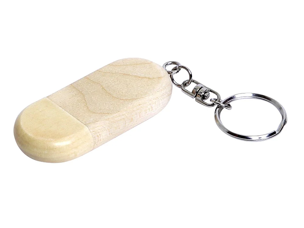 USB 2.0- флешка на 32 Гб овальной формы и колпачком с магнитом натуральный 32Gb
