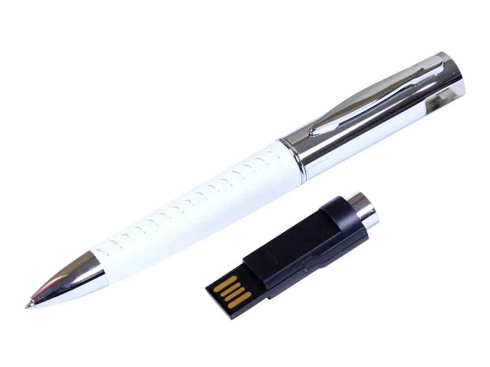 USB 2.0- флешка на 32 Гб в виде ручки с мини чипом белый/серебристый 32Gb - фото 2
